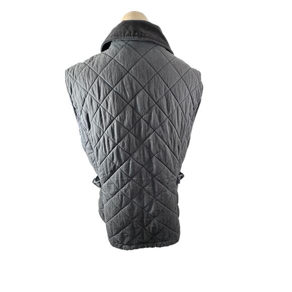 "LL BEAN" Womens Black Quilted Vest Zip Snap Insulated Corduroy Collar BARN COAT - Picture 3 of 10